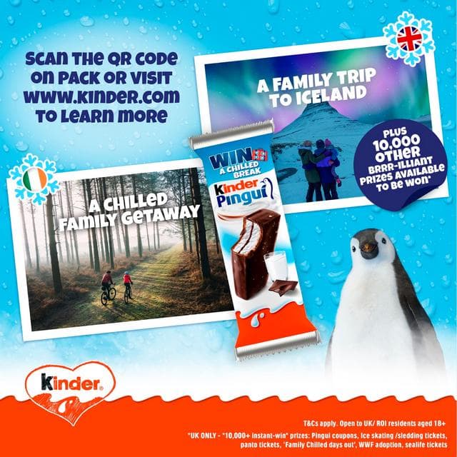 Kinder Pingui Milk & Chocolate Chilled Treat 4 x 30g - gallery image 2