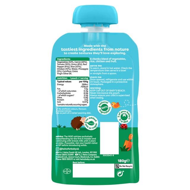 Heinz Sweet & Sour Chicken Baby Food Pouch 10+ Months 180g - gallery image 2