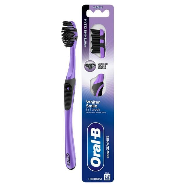 Oral B Pro 3D White Charcoal Manual Toothbrush Deep Clean & Whitening Medium - gallery image 1