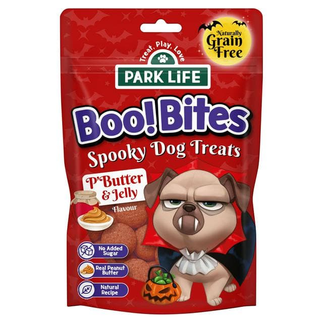 Park Life Boo Bites 100g Peanut Butter & Jelly Spooky Dog Treats - gallery image 1