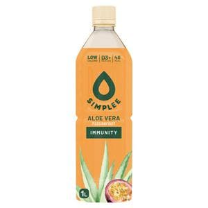 Simplee 1L Aloe Vera Immunity Wellness Drink Passionfruit