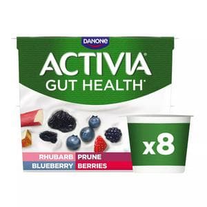 Activia 8 x 115g Rhubarb & Mixed Fruit 8 x 115g Low Gut Health Yoghurt