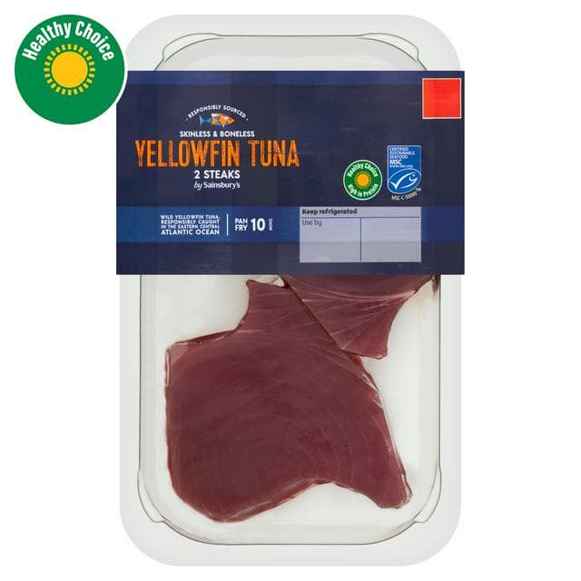 Sainsbury's Skinless & Boneless Yellowfin Tuna Steaks x2 220g - gallery image 1