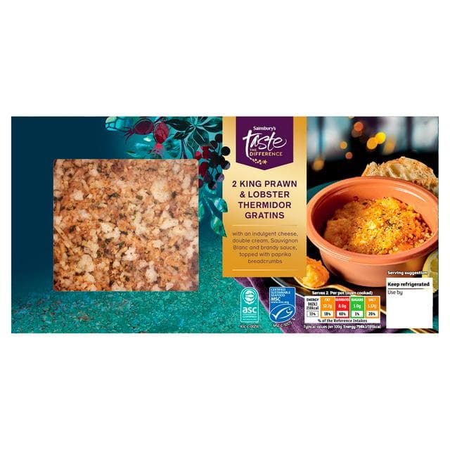 Sainsbury's 2 x King Prawn & Lobster Thermidor Gratins, Taste the Difference 240g - gallery image 1