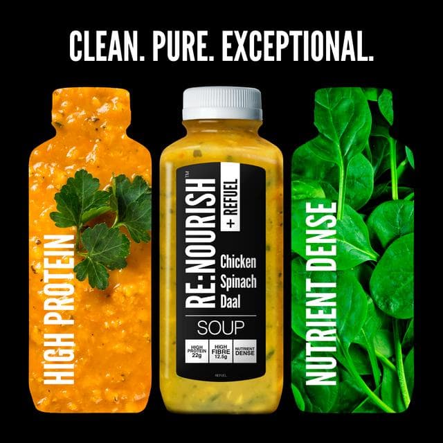 Renourish + Refuel 500g Chicken Spinach Daal High Protein High Fibre Soup - gallery image 5