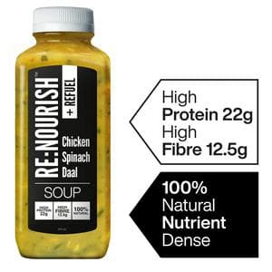 Renourish + Refuel 500g Chicken Spinach Daal High Protein High Fibre Soup