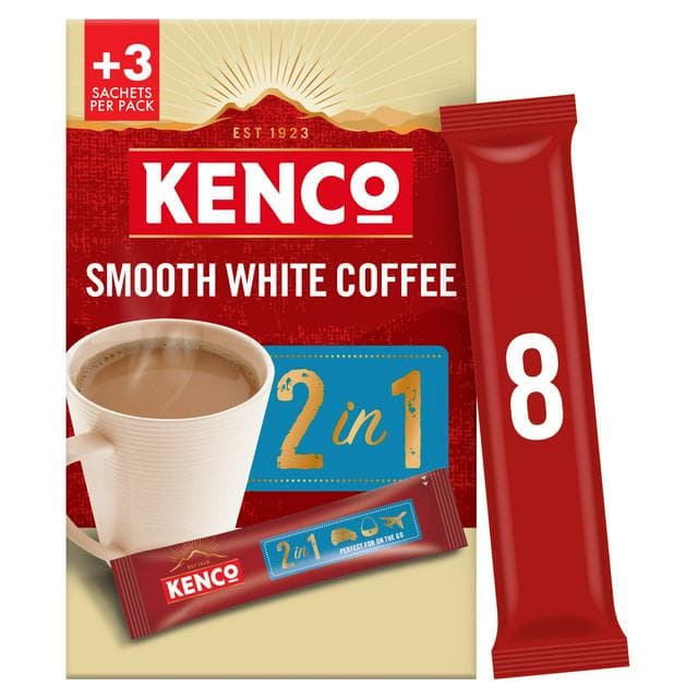 Kenco 2 In 1 Smooth White Instant Coffee Sachets x8 - gallery image 1