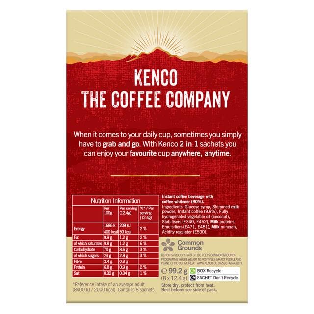 Kenco 2 In 1 Smooth White Instant Coffee Sachets x8 - gallery image 2
