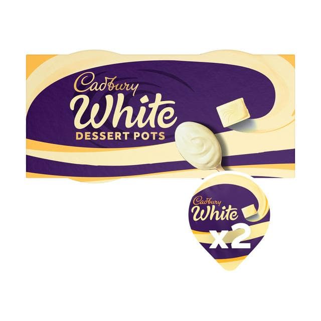 Cadbury Dairy Milk Creamy Milk & White Chocolate Dessert Pots, Winter Edition 2 x 60g - gallery image 1