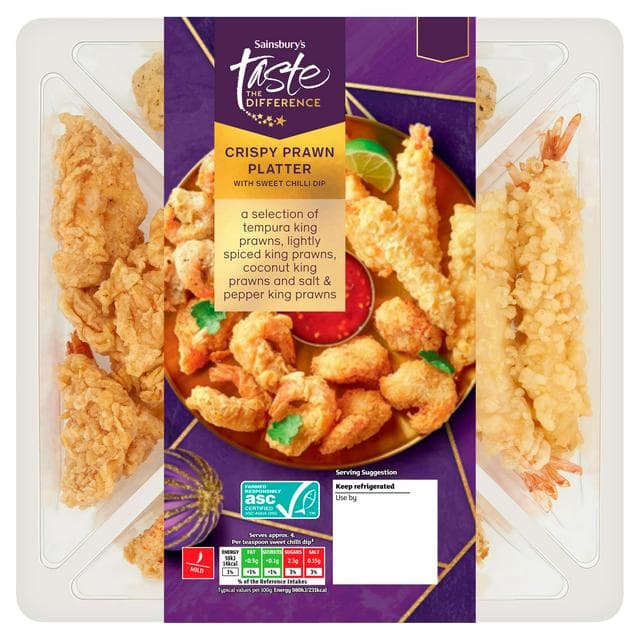 Sainsbury's 466g Crispy Prawn Platter with Sweet Chilli Dip, Taste the Difference - gallery image 1