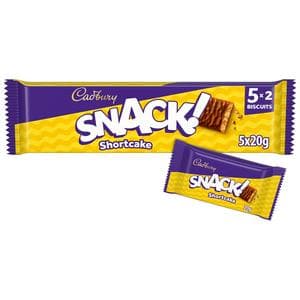 Cadbury 5 x 20g Snack Chocolate Covered Shortcake Multipack Biscuits