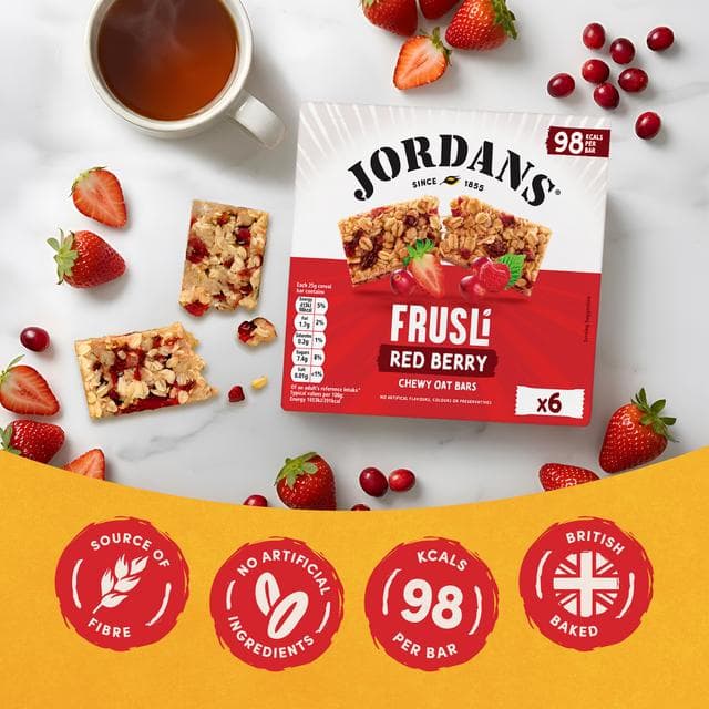 Jordans Frusli Juicy Red Berry Chewy Oat Cereal Snack Bars 6 x 25g - gallery image 3