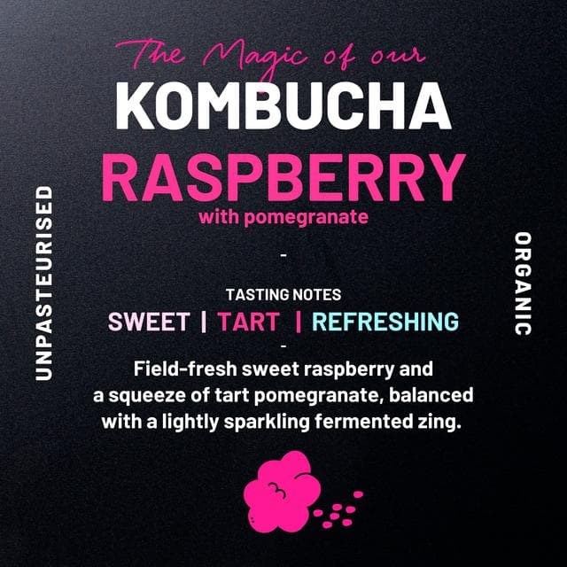 One Living Organic Kombucha Raspberry & Pomegranate 330ml - gallery image 2