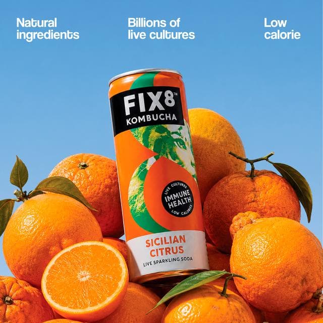 Fix8 Kombucha Sicilian Citrus Live Sparkling Soda 4 x 250ml - gallery image 3