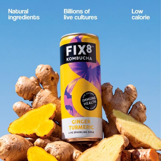 Fix8 Kombucha Ginger Turmeric Live Sparkling Soda 4 x 250ml - gallery image 4