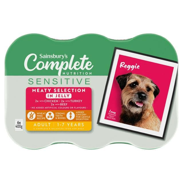 Sainsbury's 6 x 400g  Adult Complete Nutrition Sensitive 1-7 Years Dog Food in Jelly - gallery image 1