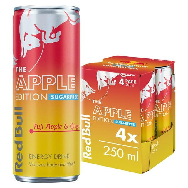Red Bull Energy Drink Sugar Free Fuji Apple & Ginger, Winter Edition 4 x 250ml - gallery image 1