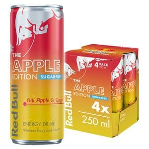 Red Bull Energy Drink Sugar Free Fuji Apple & Ginger, Winter Edition 4 x 250ml