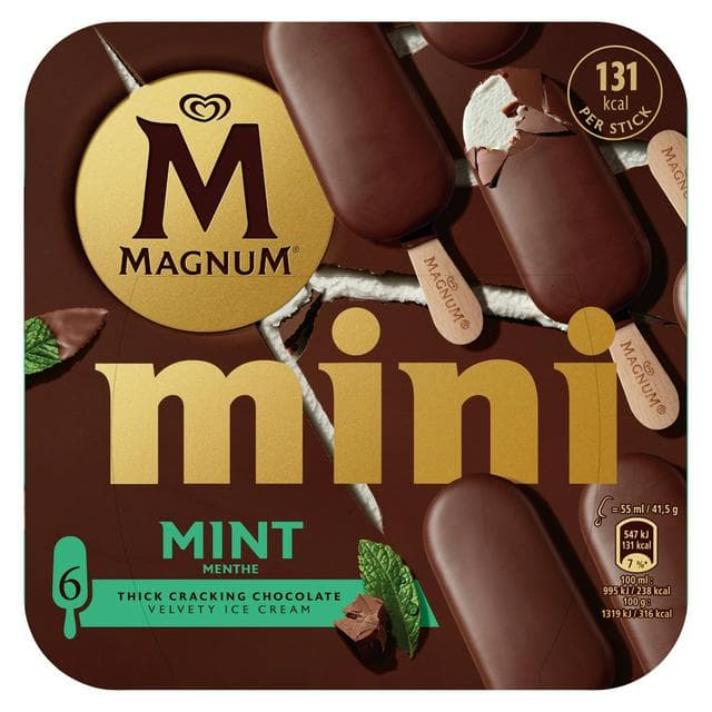 Magnum 6 x 55ml Mini Mint Ice Cream Sticks - gallery image 1
