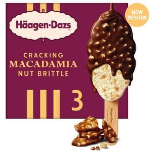 Haagen-Dazs Cracking Macadamia Nut Brittle Ice Cream Bars 3 x 80ml