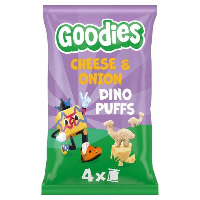 Goodies 4 x 12g Cheese & Onion Multipack Kids Snack Dino Puffs - gallery image 1