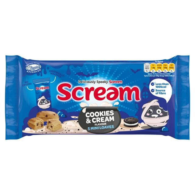Soreen Scream 5 x Cookies & Cream Flavour Mini Loaves 150g - gallery image 1