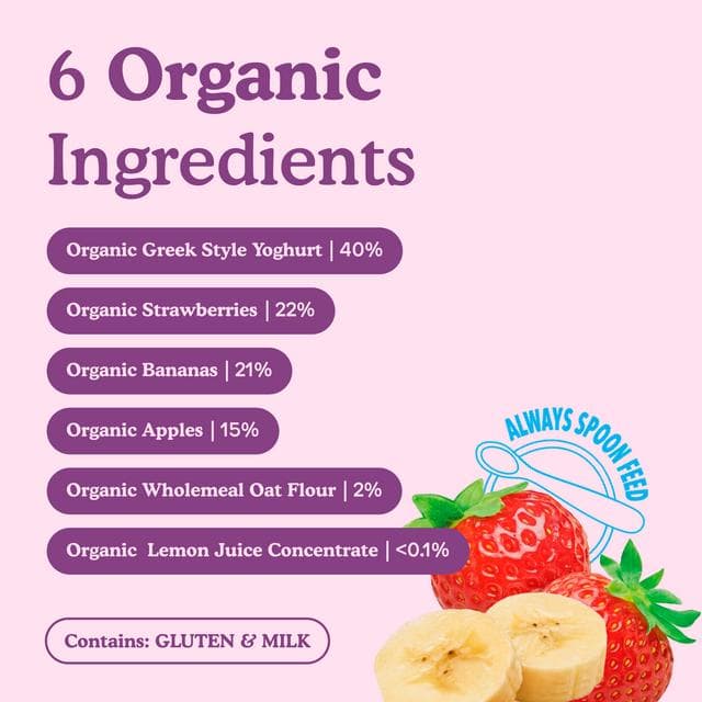 Little Freddie Organic Strawberry & Banana Yoghurt Stage 1 6+ Months Smooth 100g - gallery image 3
