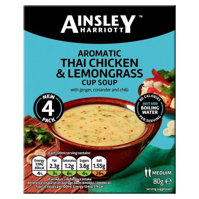 Ainsley Harriott Aromatic Thai Chicken & Lemongrass Cup Soup x4 80g - gallery image 1