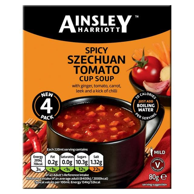 Ainsley Harriott Spicy Szechuan Tomato Cup Soup x4 80g - gallery image 1