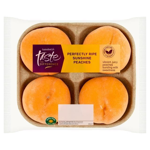 Sainsbury's 4 x Perfectly Ripe Sunshine Peaches, Taste the Difference - gallery image 1