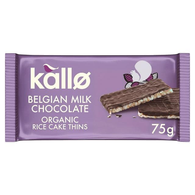 Kallo Belgian Milk Chocolate Organic Rice Cake Thins 75g - gallery image 1
