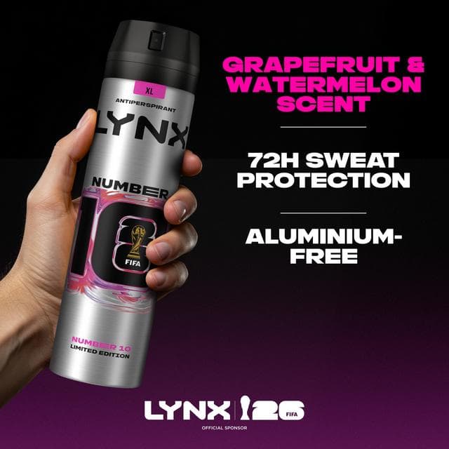 Lynx 250ml FIFA Number 10 Antiperspirant Aerosol Deodorant Spray, Limited Edition - gallery image 6