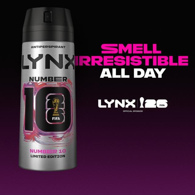 Lynx 150ml FIFA Number 10 Antiperspirant Aerosol Deodorant Spray, Limited Edition - gallery image 2
