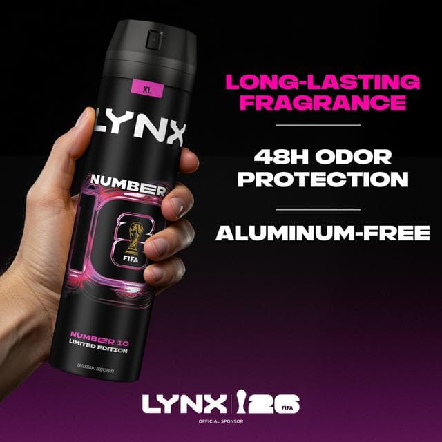 Lynx 250ml FIFA Number 10 Aerosol Body Spray, Limited Edition - gallery image 6