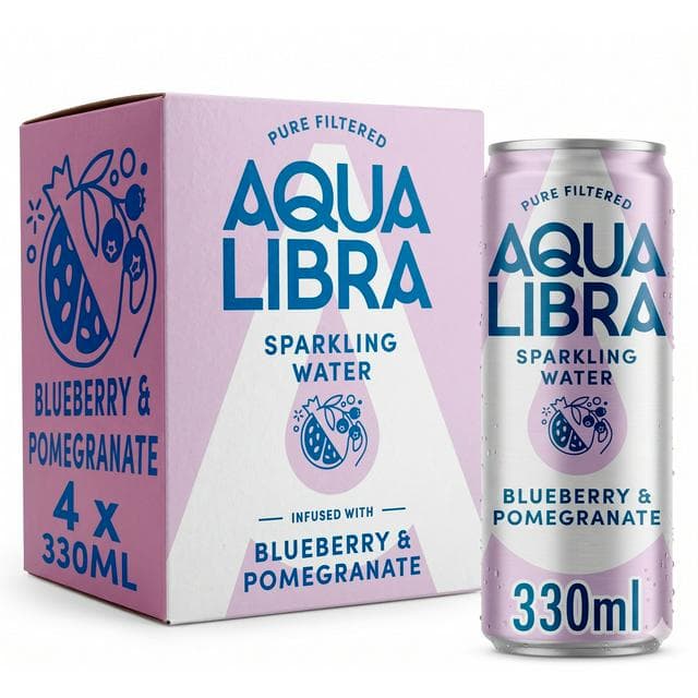 Aqua Libra Sparkling Water Infused with Blueberry & Pomegranate 4 x 330ml - gallery image 1