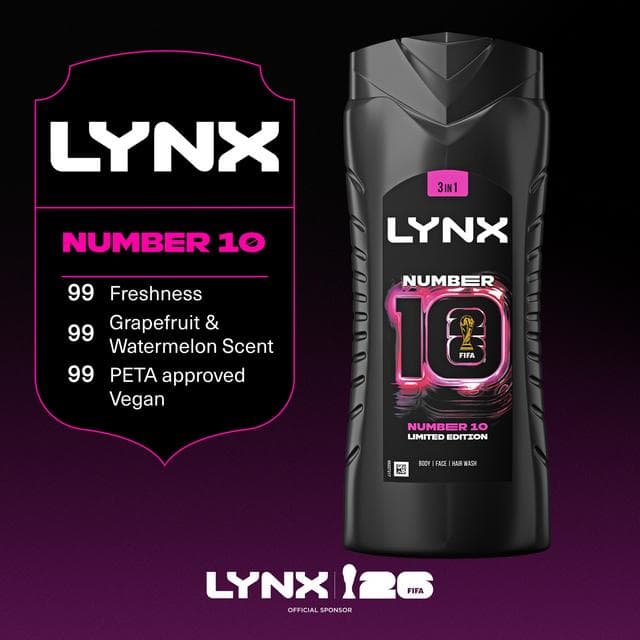 Lynx 500ml Number 10 3 in 1 Body Wash, FIFA Limited Edition - gallery image 4