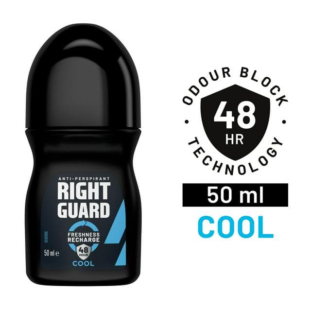 Right Guard 50ml Men 48h Cool Antiperspirant Deodorant Roll On - gallery image 1