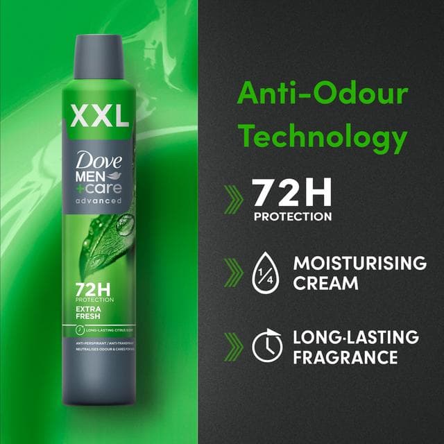 Dove Men+Care 300ml Advanced Extra Fresh XXL Antiperspirant Aerosol Deodorant Spray - gallery image 2