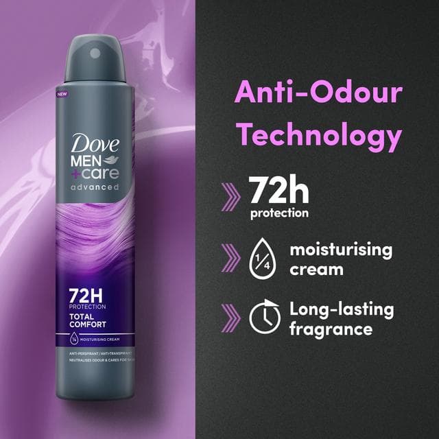 Dove Men+Care 200ml Advanced Total Comfort Antiperspirant Aerosol Deodorant Spray - gallery image 2