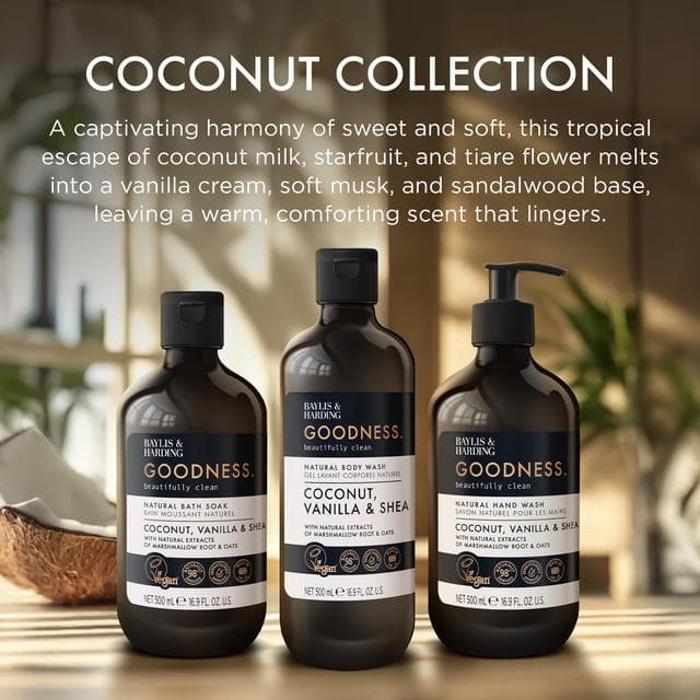 Baylis & Harding 500ml Goodness Coconut, Vanilla & Shea Body Wash - gallery image 4