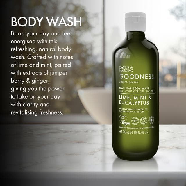 Baylis & Harding 500ml Goodness Awaken Lime, Mint & Eucalyptus Body Wash - gallery image 2