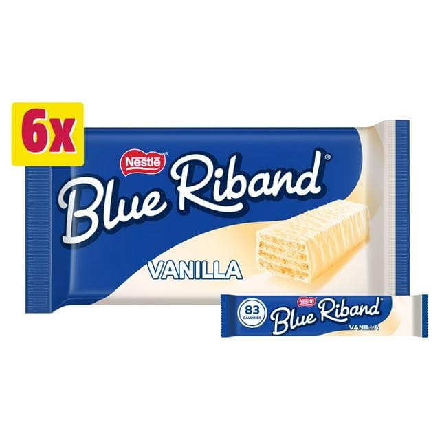 Blue Riband 6 Vanilla White Wafer Biscuit Bar Multipack 90g - gallery image 1