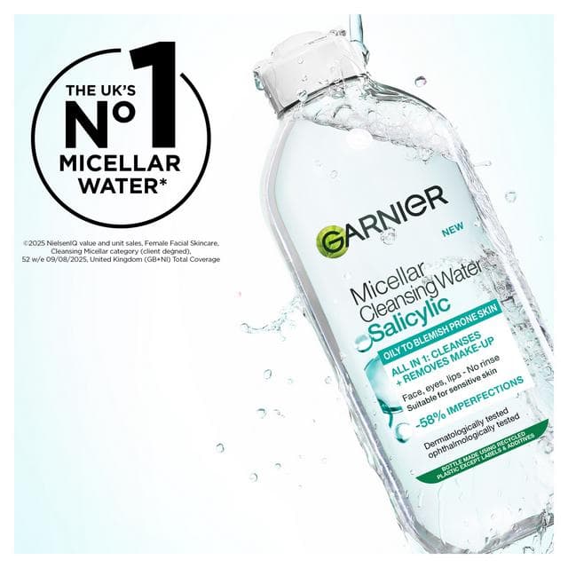 Garnier 400ml Oily to Blemish Prone Skin Anti Imperfection Micellar Salicylic Cleansing Water - gallery image 5