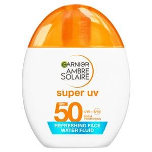 Garnier Ambre Solaire 40ml Super UV SPF 50 Transparent Face Water Fluid Sun Cream