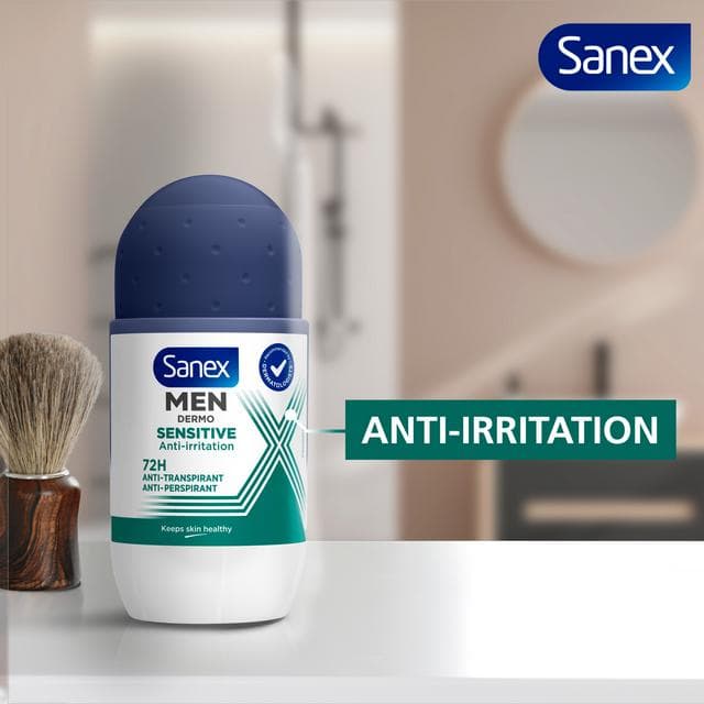 Sanex 50ml Men Sensitive 48h Antiperspirant Roll On Deodorant - gallery image 3