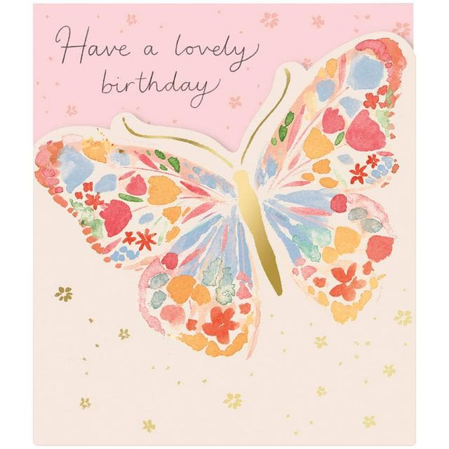 Sainsbury's Watercolour Floral Butterfly Birthday Greeting Card Design - gallery image 1