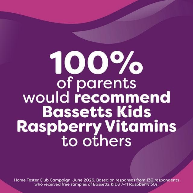 Bassetts 60 x Raspberry Flavour 7 to 11 Years Kids Multivitamin Gummies - gallery image 5