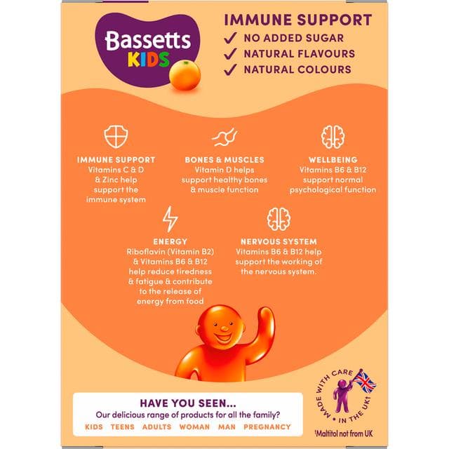 Bassetts 30 x Orange Flavour 3 to 11 Years Immune Support One a Day Kids Gummies - gallery image 4