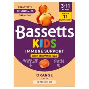 Bassetts 30 x Orange Flavour 3 to 11 Years Immune Support One a Day Kids Gummies
