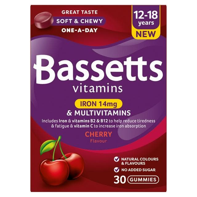Bassetts Vitamins 30 x Iron 14mg & Cherry Flavour Multivitamins Gummies - gallery image 1